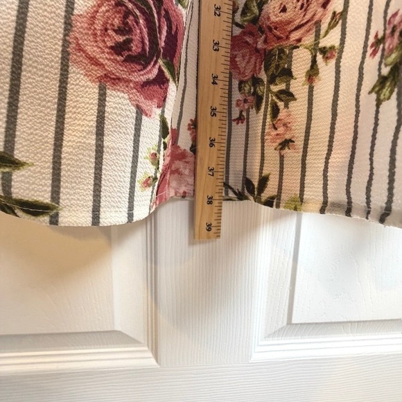 For Justice Romper Maxi Dress White Black Stripe Floral Smocked Off Shoulder L - Picture 8 of 12